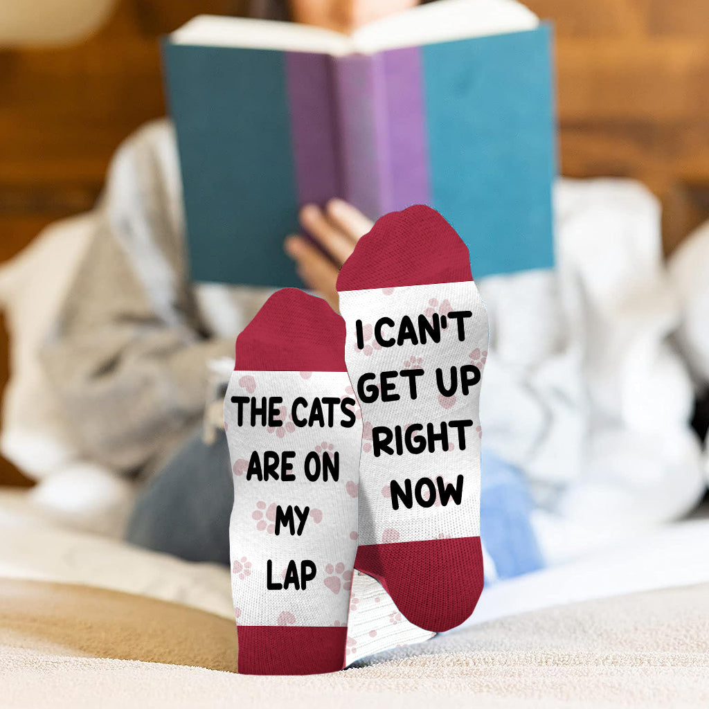 Die Katzen sitzen auf meinem Schoß – personalisierte Katzensocken