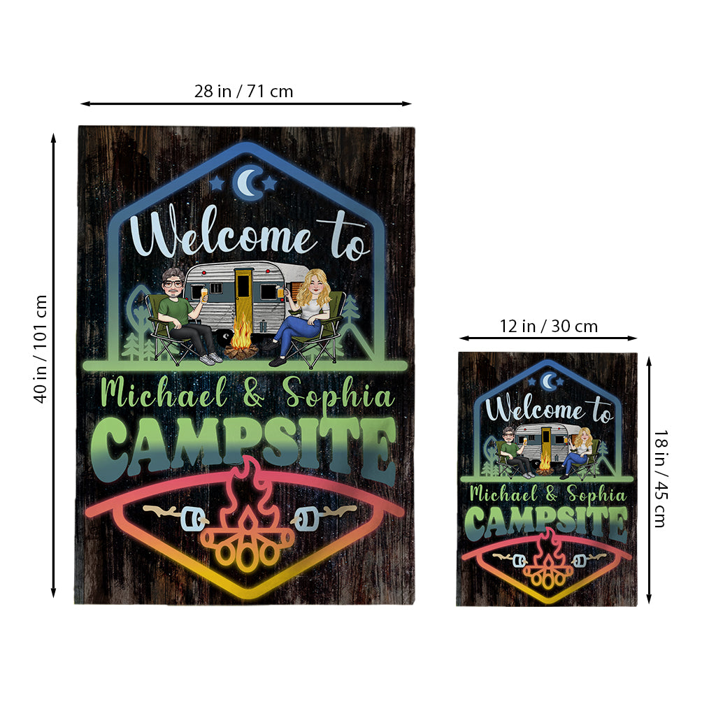 Welcome To Our Adventure - Personalized Camping Garden Flag