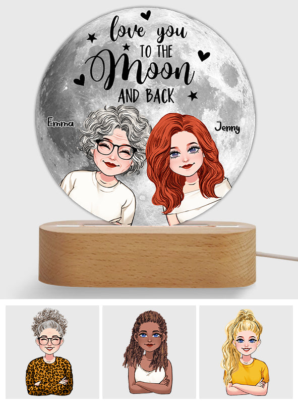 Love You To The Moon & Back - Personalized Mother Shaped Plaque Light Base