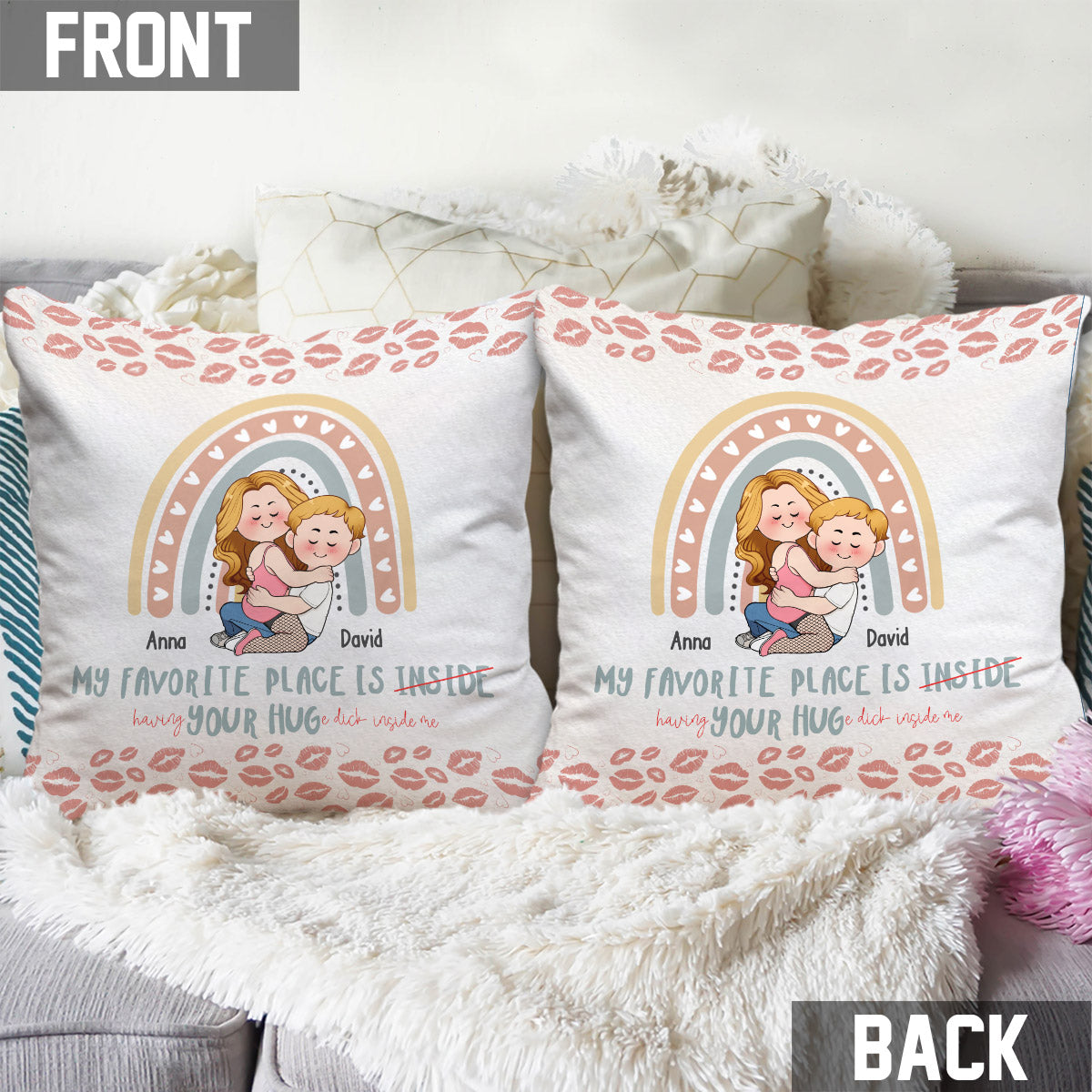 My Favorite Place Is Your Huge D Inside Of Me - Personalized Couple Throw Pillow