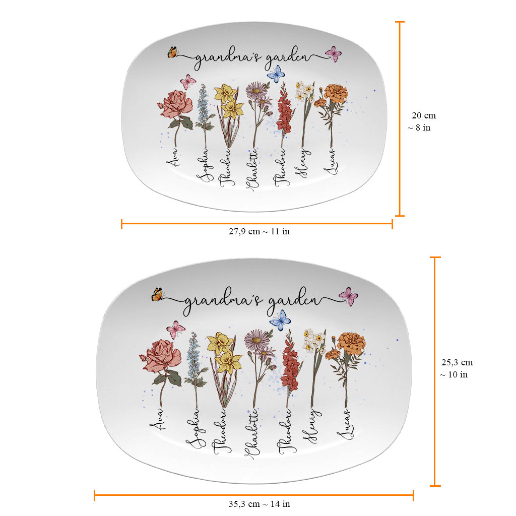 Grandma's Garden Mom's Garden Birth Flowers - Personalized Grandma Plate