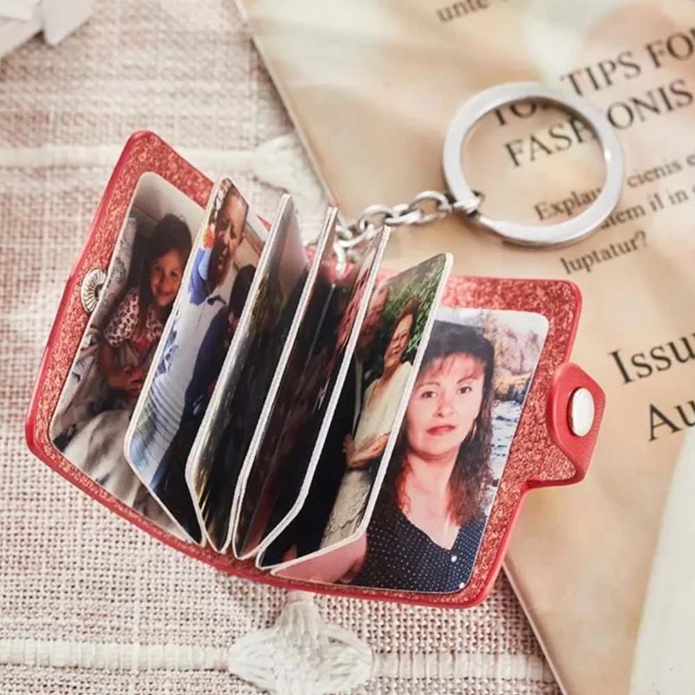 Mini-Fotobuch-Schlüsselanhänger aus Leder – personalisiertes Buch