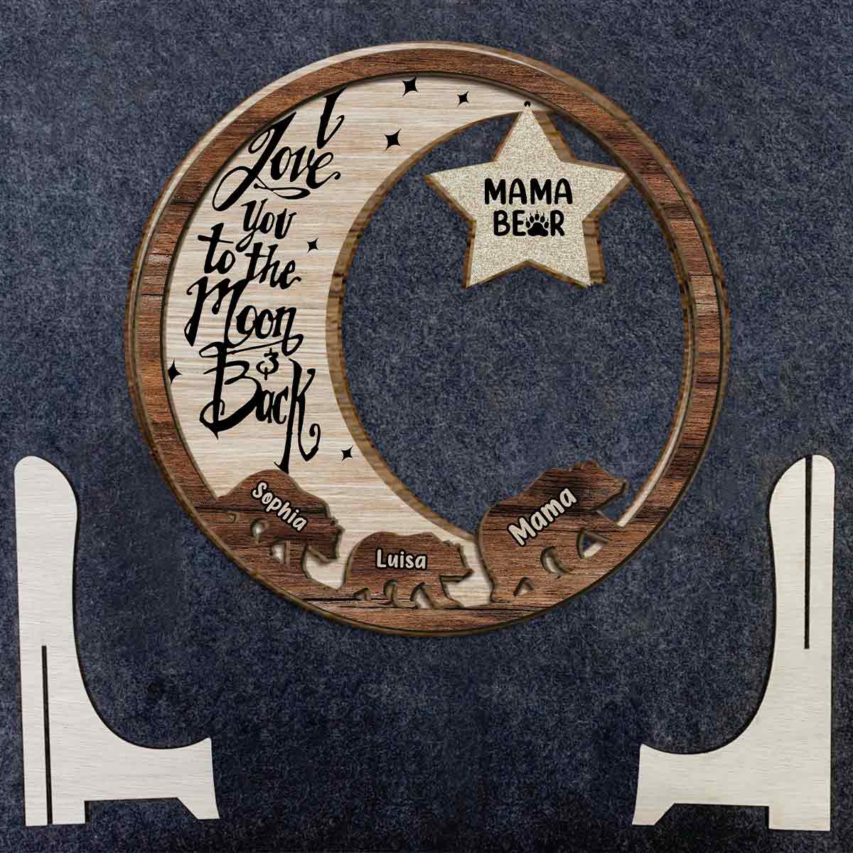 Mama Bear Custom Any Title - Personalized Mother 2 Layered Wood Sign / Wood Plaque
