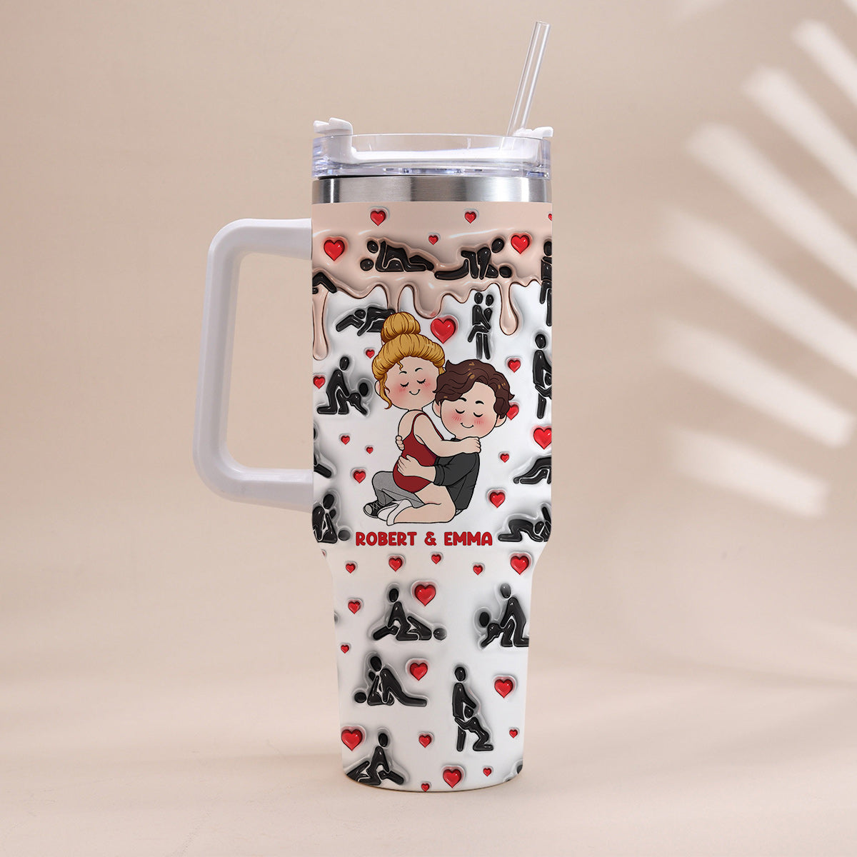 My Favorite Thing To Do Is You - Personalized Couple Tumbler With Handle