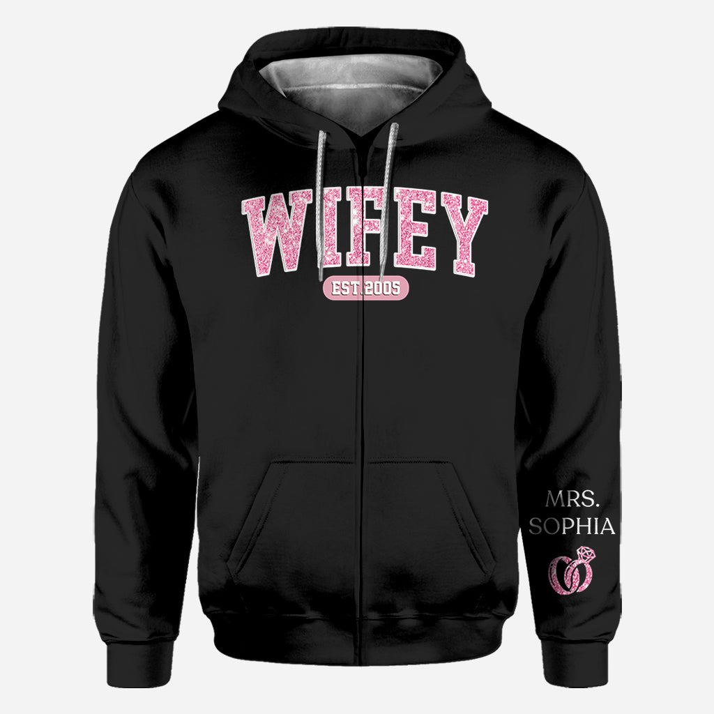 Wifey Est - Personalized Husband And Wife All Over Shirt
