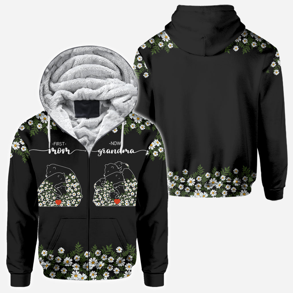 First Mom Now Grandma Bear Daisy - Personalized Grandma All Over Shirt