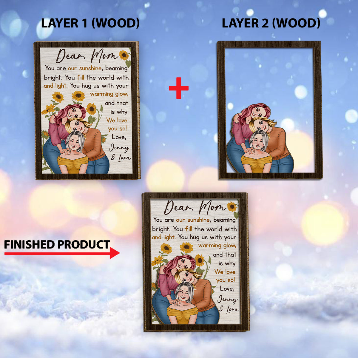 You Are My Sunshine - Personalized Mother 2 Layered Wood Sign / Wood Plaque