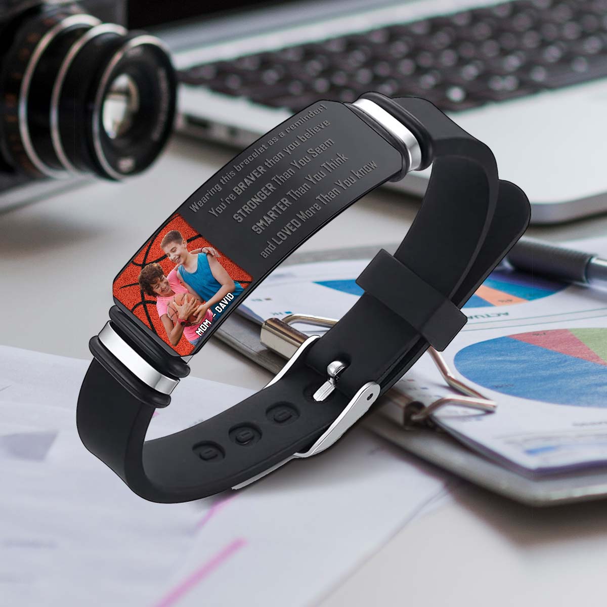 Du bist mutiger, als du glaubst – Personalisiertes Basketball-Armband mit Gravur