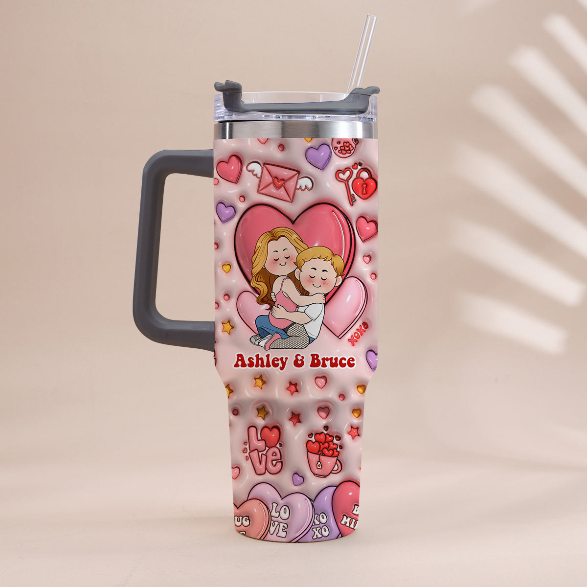 I Love You - Personalized Couple Tumbler With Handle