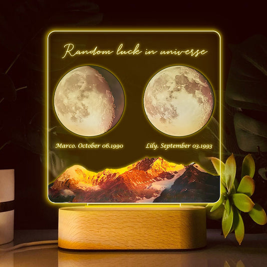Random Luck In Universe - Personalized Couple Shaped Plaque Light Base