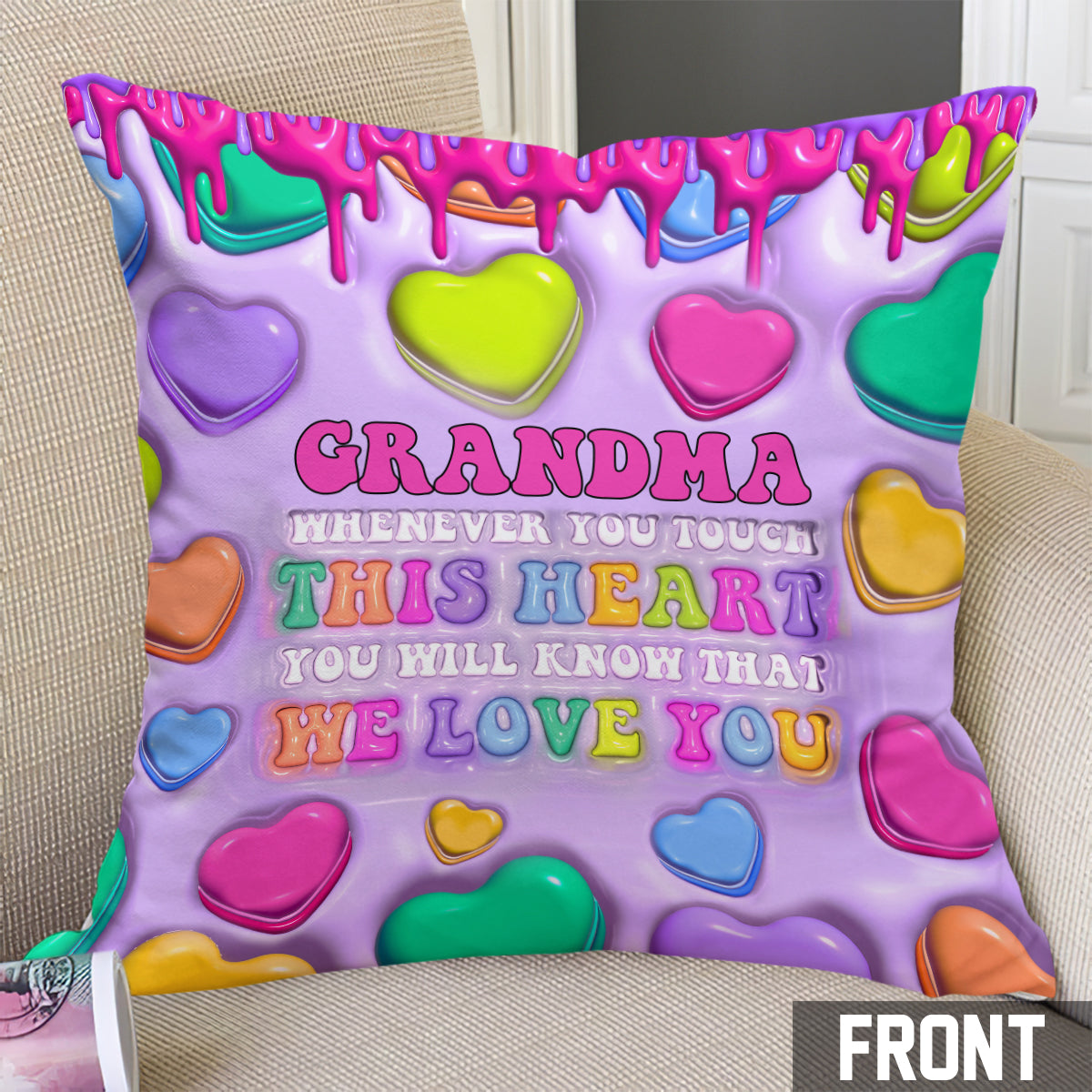 Touch This Heart Love You Grandma Nana Gigi - Personalized Grandma Throw Pillow