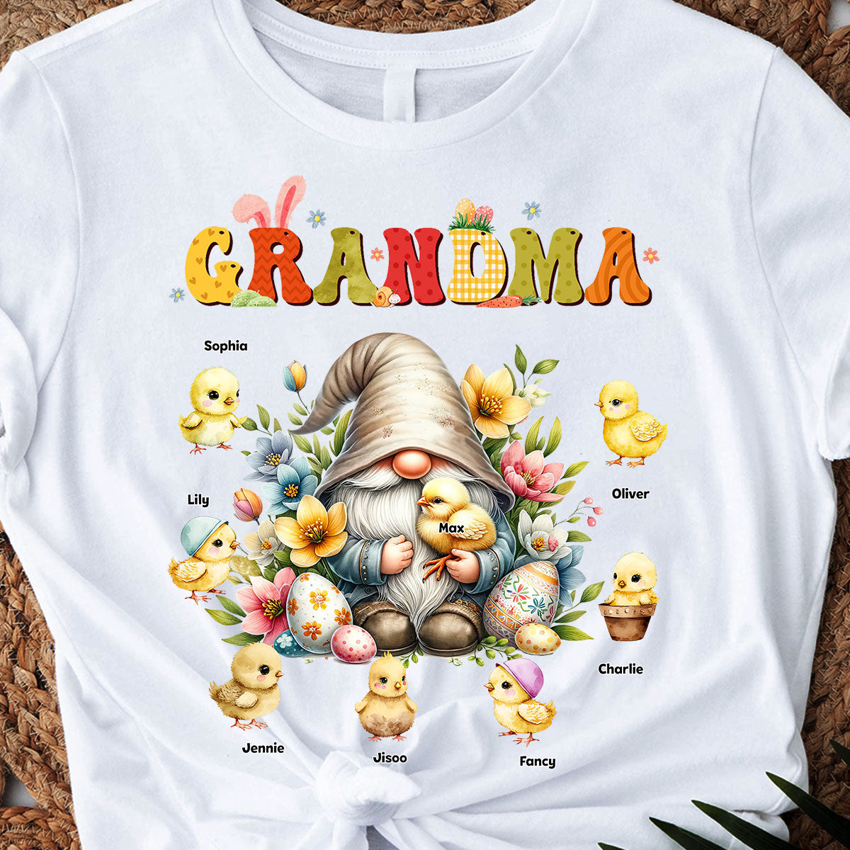 Cadeau pour grand-mère : Gnome de Pâques - T-shirt et sweat à capuche personnalisés pour grand-mère