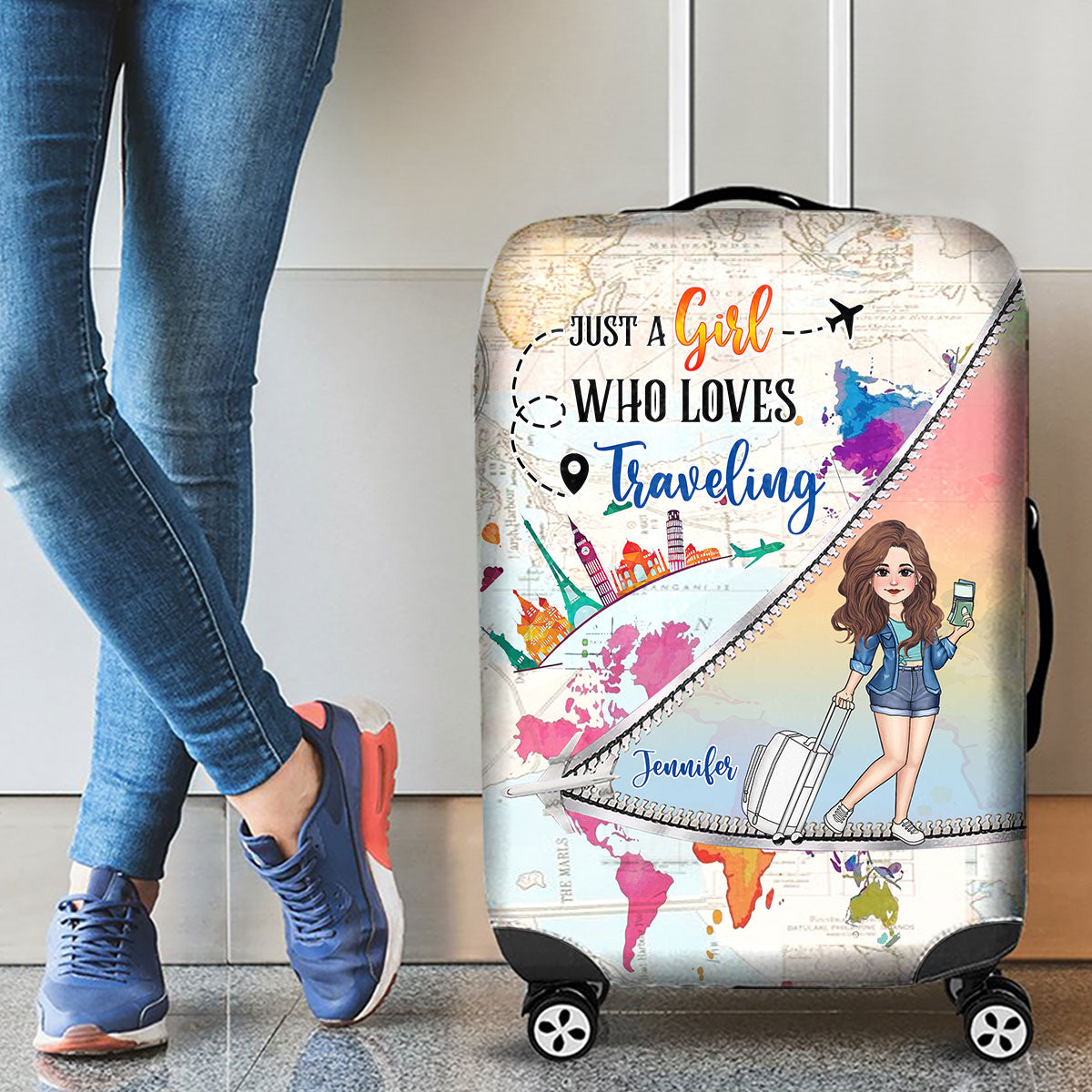 Just A Girl Who Loves Traveling - Personalized Travelling Luggage Cover