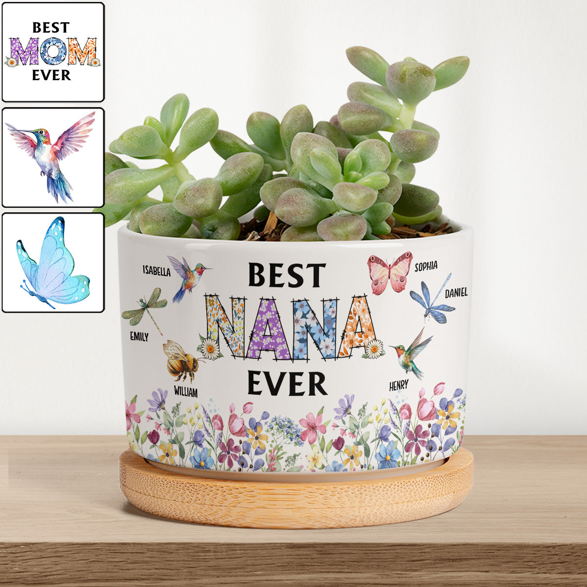 Best Mom Nana Ever - Personalized Grandma Ceramic Plant Pot