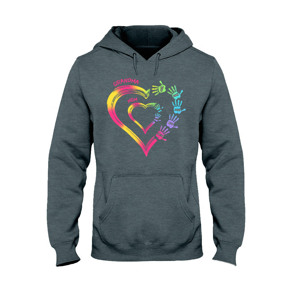 Any Title Of Mother And Grandma Double Heart Colorful - Personalized Grandma T-shirt And Hoodie