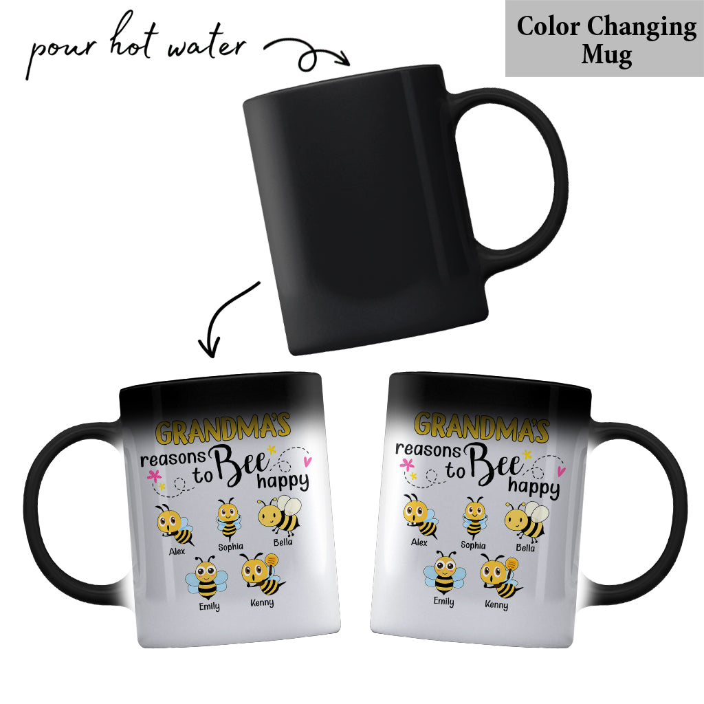 Les raisons de grand-mère d'être heureuse - Mug abeille personnalisé
