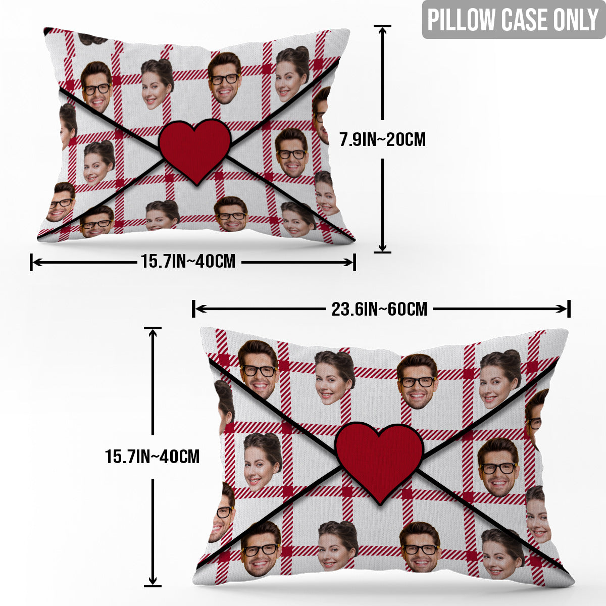 Love Letter Envelope With Face Custom - Personalized Couple Rectangle Pillow Cover