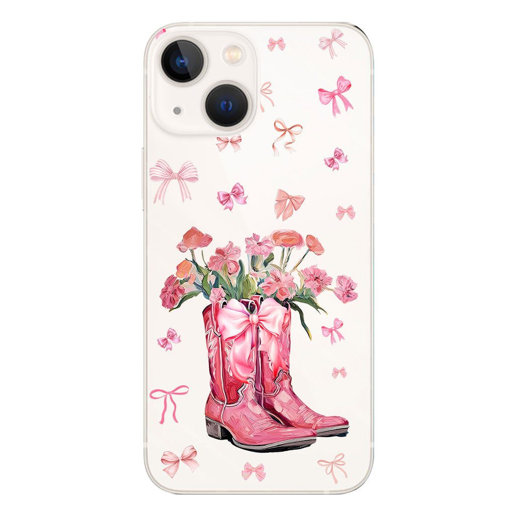 Cowgirl Boots Coquette - Personalized Horse Clear Phone Case