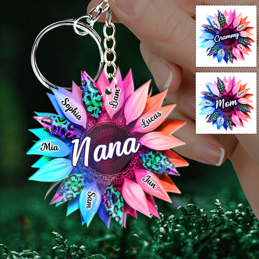 Grandma Mom Sunflower - Personalized Grandma Keychain