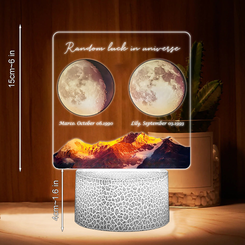 Random Luck In Universe - Personalized Couple Shaped Plaque Light Base