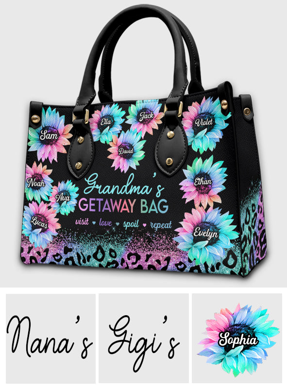 Grandma's Getaway Bag - Personalized Grandma Leather Handbag