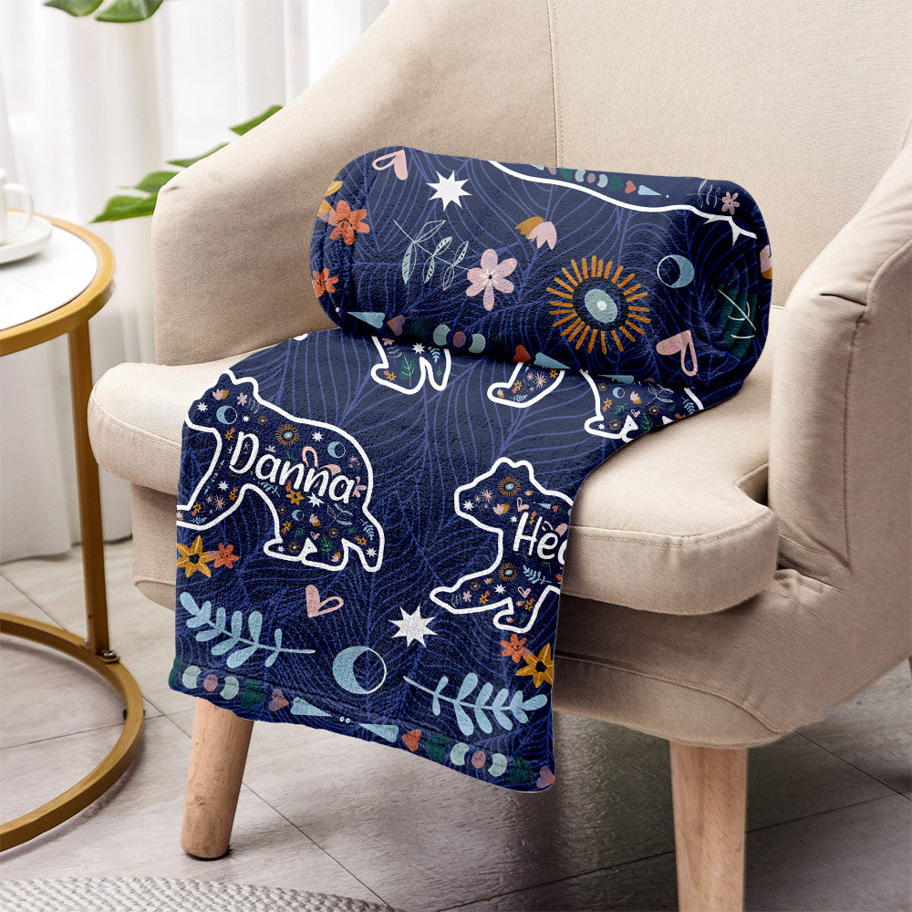 Mama Bear Floral - Personalized Mother Blanket