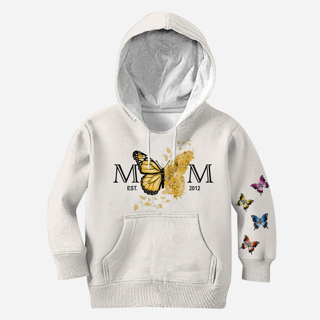Mom Est. Any Year Botanical Butterfly - Personalized Mother All Over Shirt