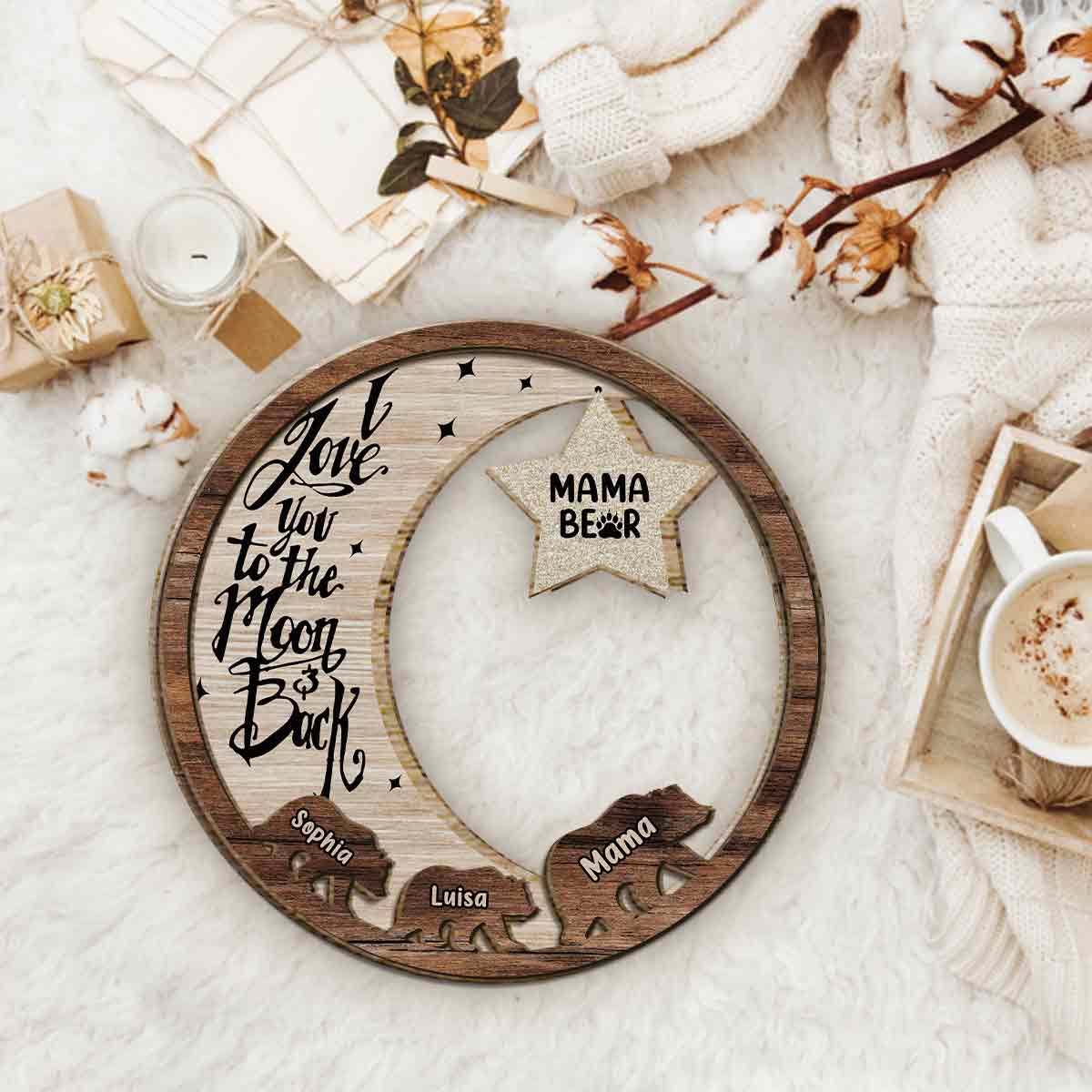 Mama Bear Custom Any Title - Personalized Mother 2 Layered Wood Sign / Wood Plaque