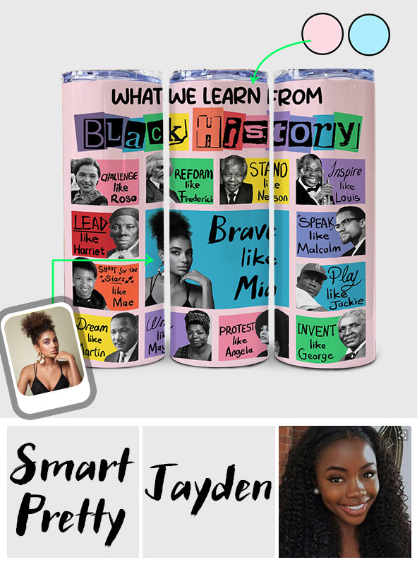 What We Learn From Black History - Personalized African American Skinny Tumbler