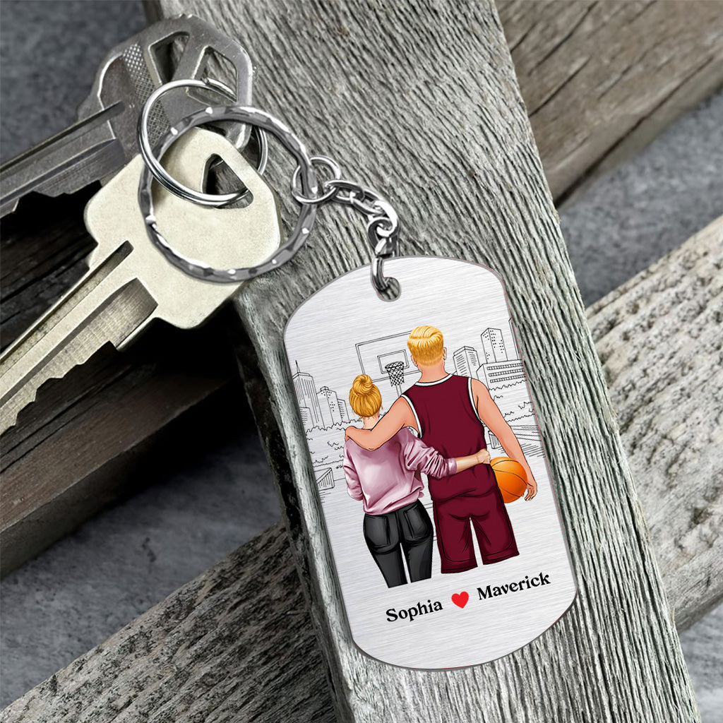 Go Home Safe - Personalized Basketball Stainless Steel Keychain