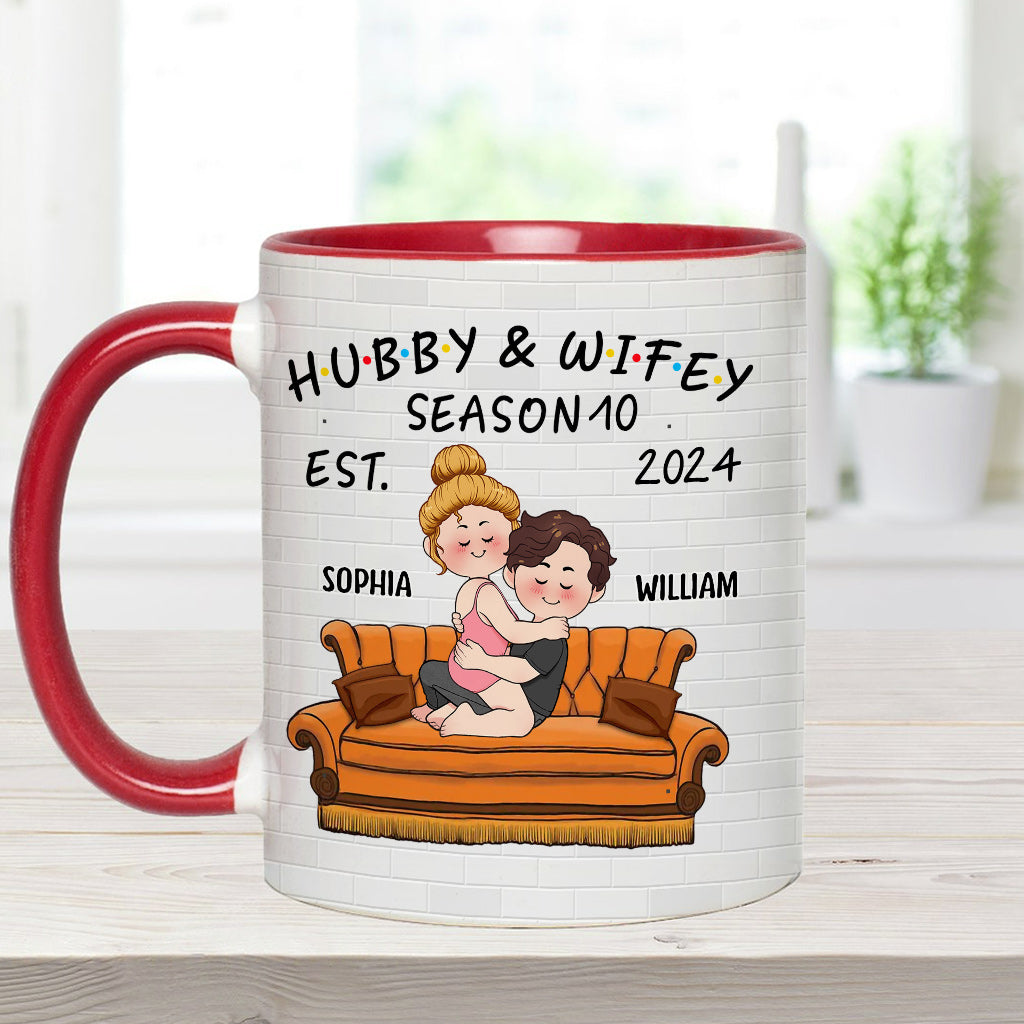 Hubby & Wifey - Personalized Husband And Wife Accent Mug