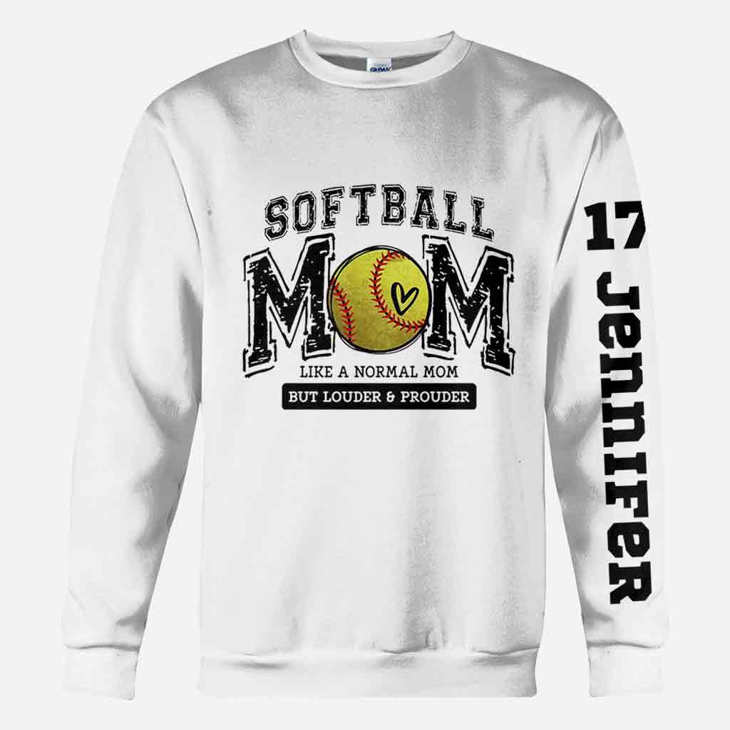 Softball Mom Louder Prouder - Personalized Softball All Over Shirt