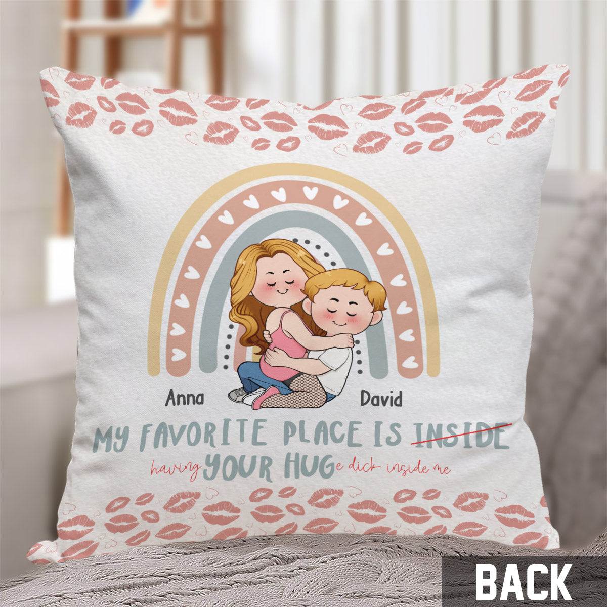 My Favorite Place Is Your Huge D Inside Of Me - Personalized Couple Throw Pillow