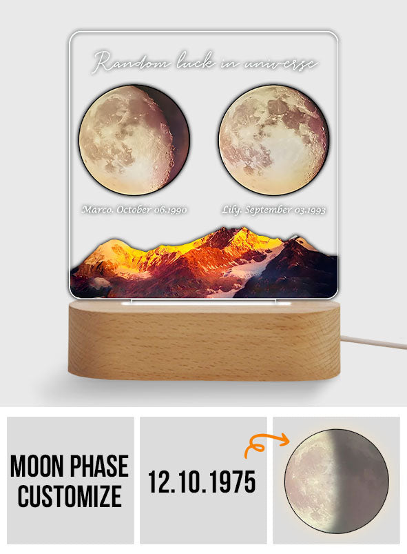 Random Luck In Universe - Personalized Couple Shaped Plaque Light Base