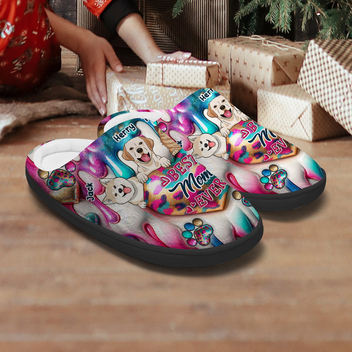 Meilleure maman du monde - Pantoufles personnalisées pour chiens