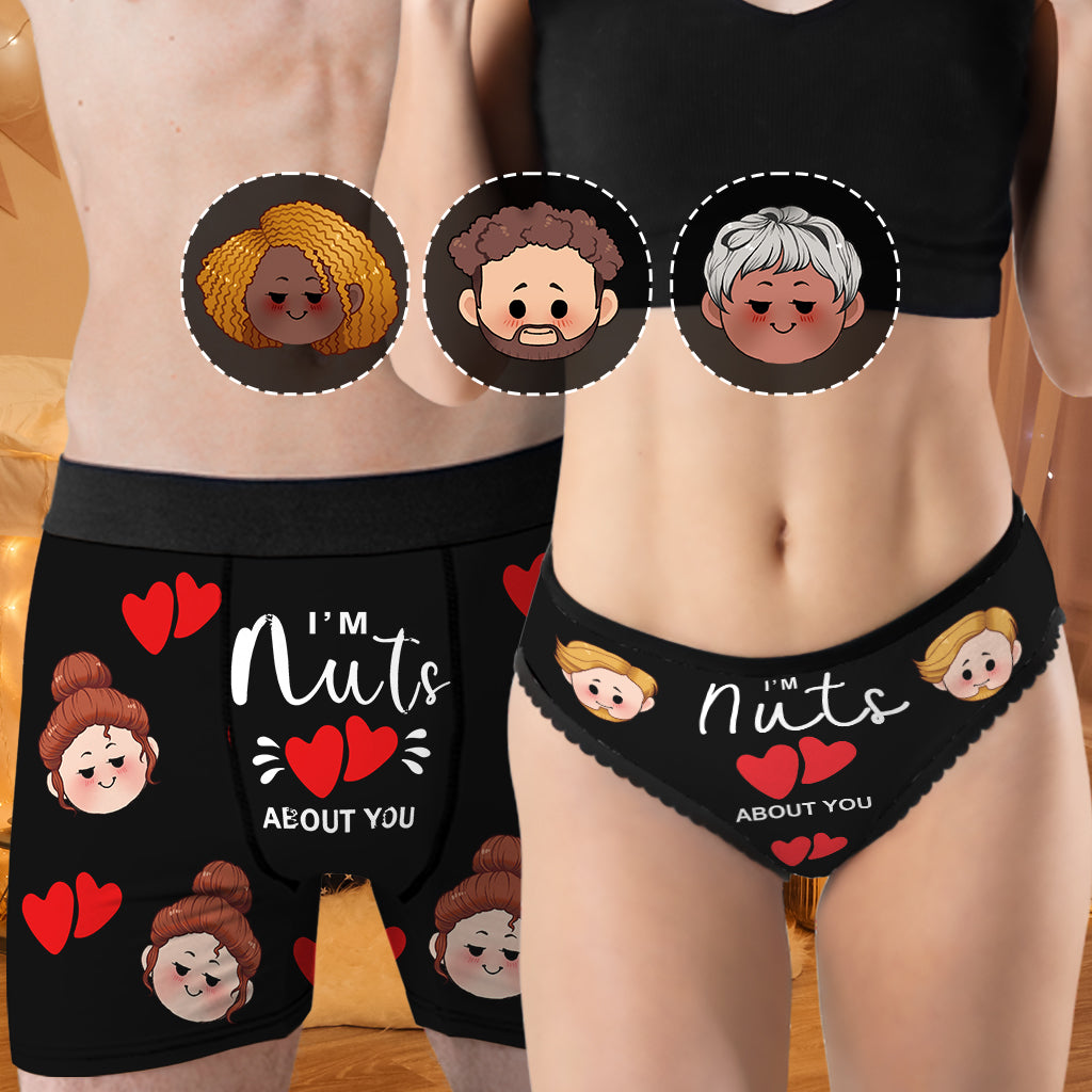 I'm Nuts About You - Personalized Couple Lace Border Women Briefs And Men’s Boxer Briefs