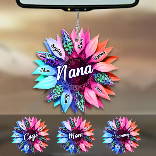 Grandma Mom Sunflower - Personalized Grandma Car Ornament