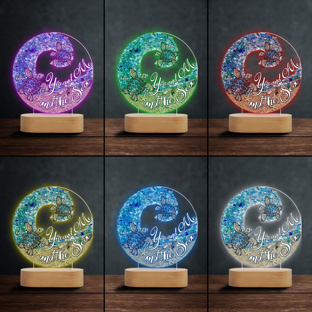 You And Me And The Beach - Personalized Couple Shaped Plaque Light Base