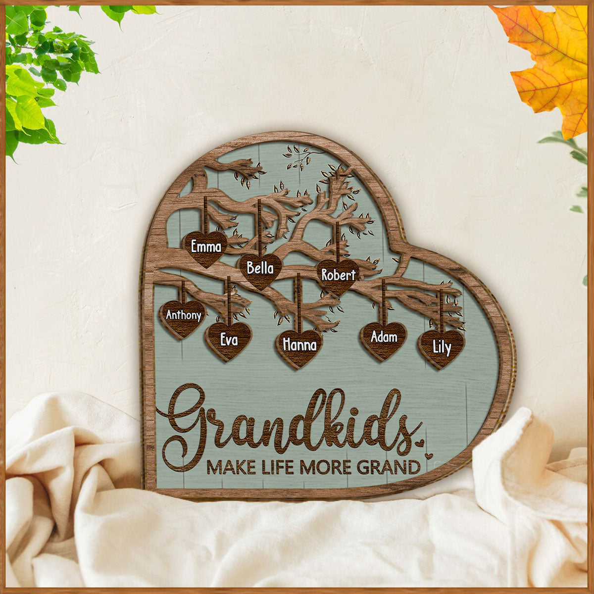 Enkelkinder machen das Leben schöner – Personalisiertes 2-lagiges Holzschild „Oma“ / Holzplakette