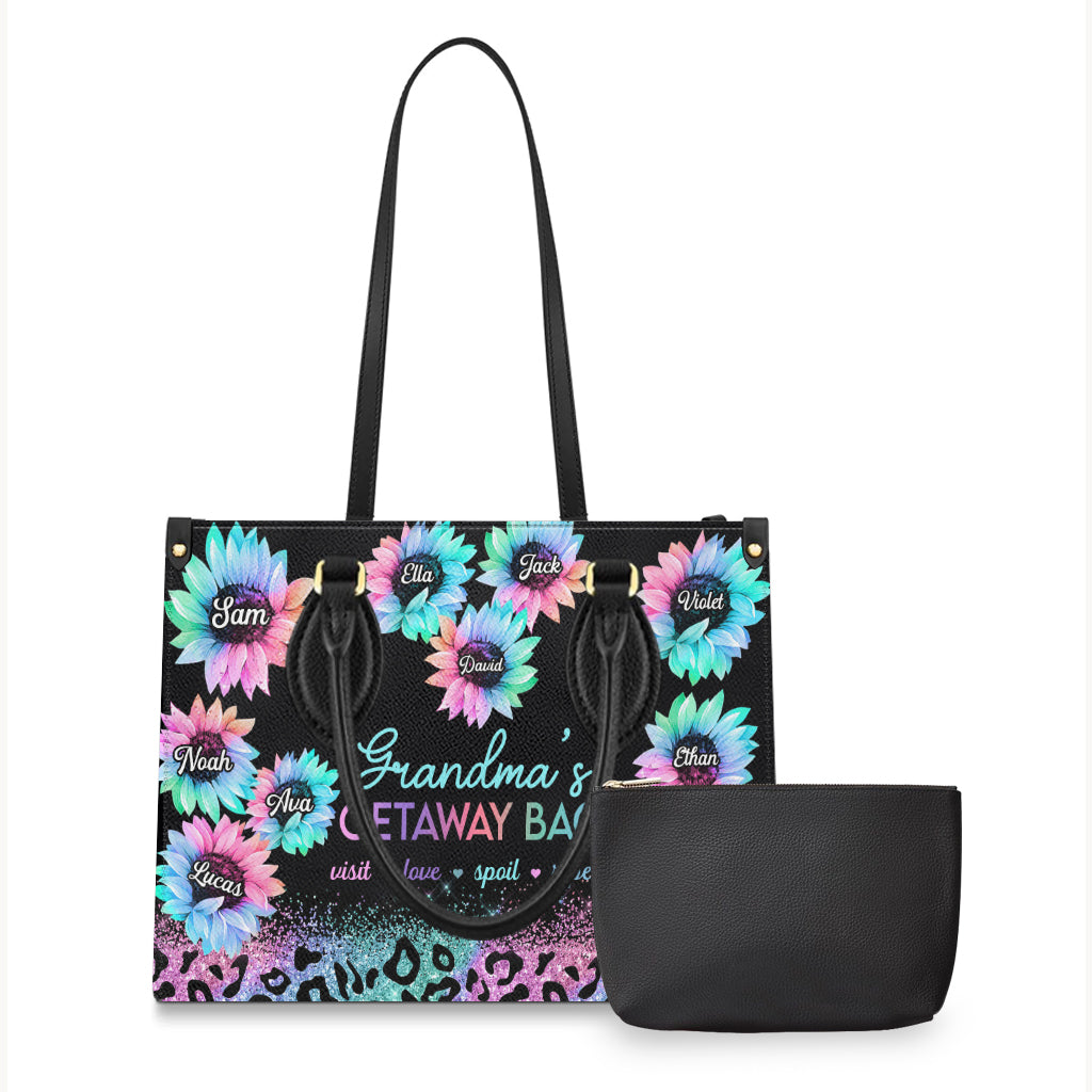 Grandma's Getaway Bag - Personalized Grandma Leather Handbag