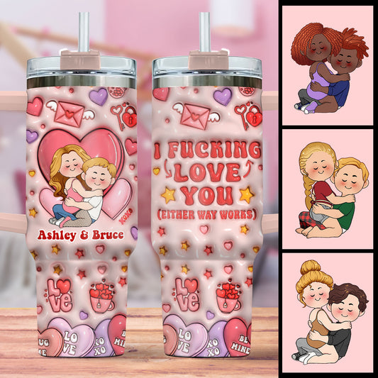 I Love You - Personalized Couple Tumbler With Handle
