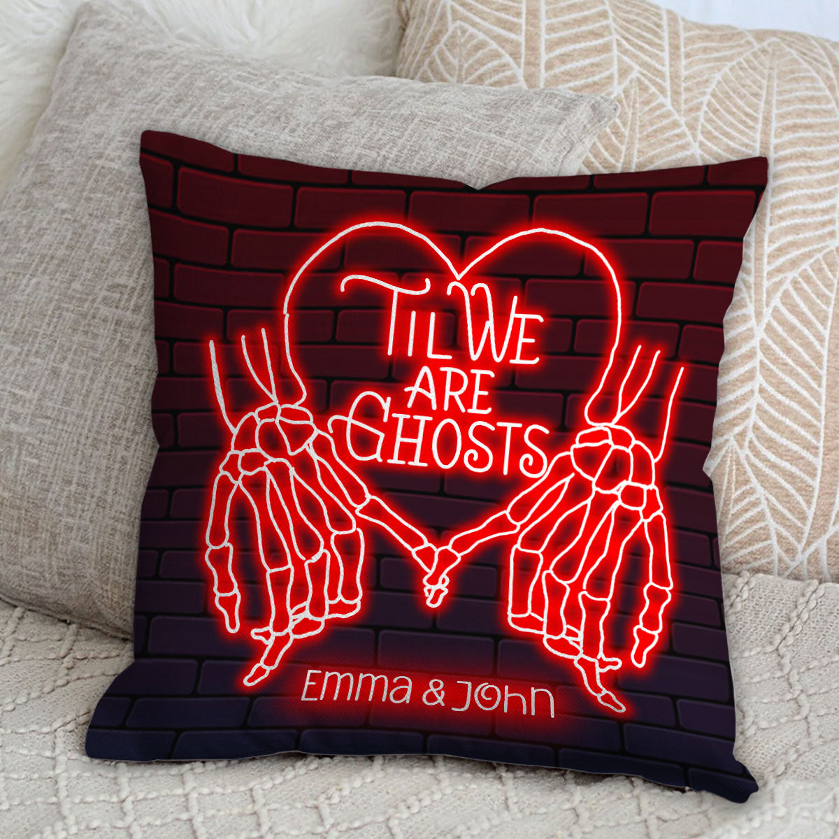 Til We Are Ghost - Personalized Couple Throw Pillow