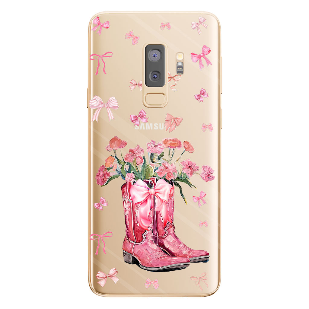 Cowgirl Boots Coquette - Personalized Horse Clear Phone Case