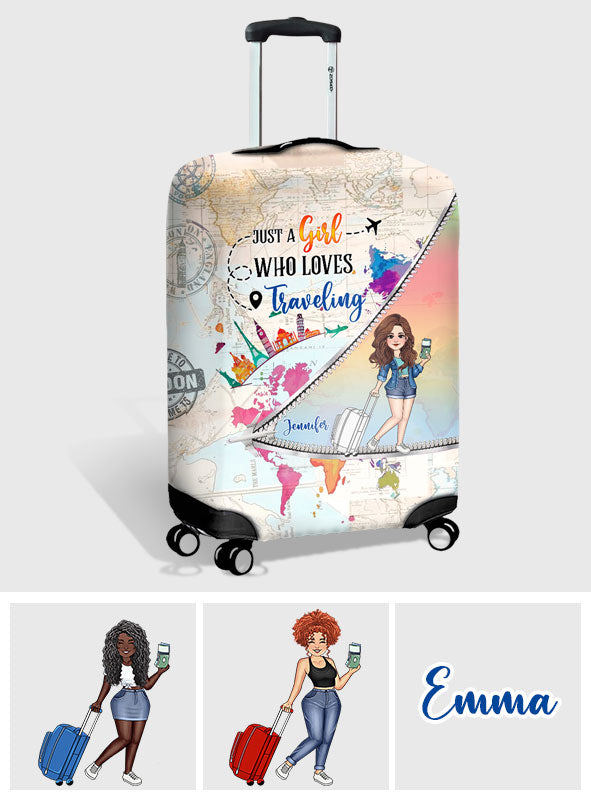 Just A Girl Who Loves Traveling - Personalized Travelling Luggage Cover