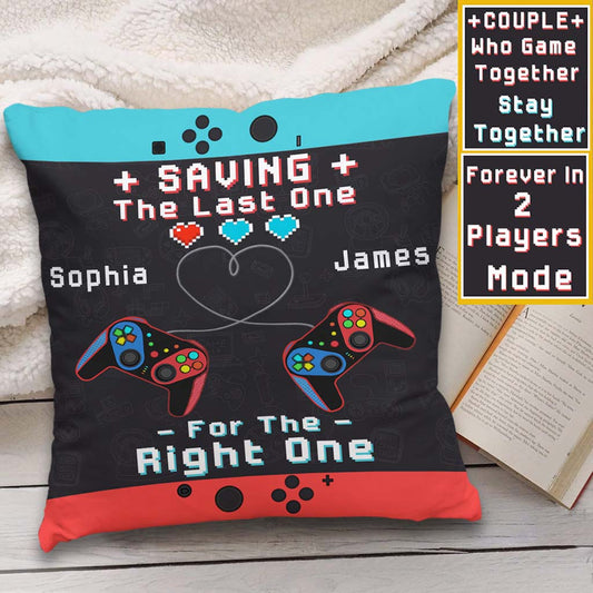 Gaming Couple Saving The Last One For The Right One - Personalized Video Game Throw Pillow