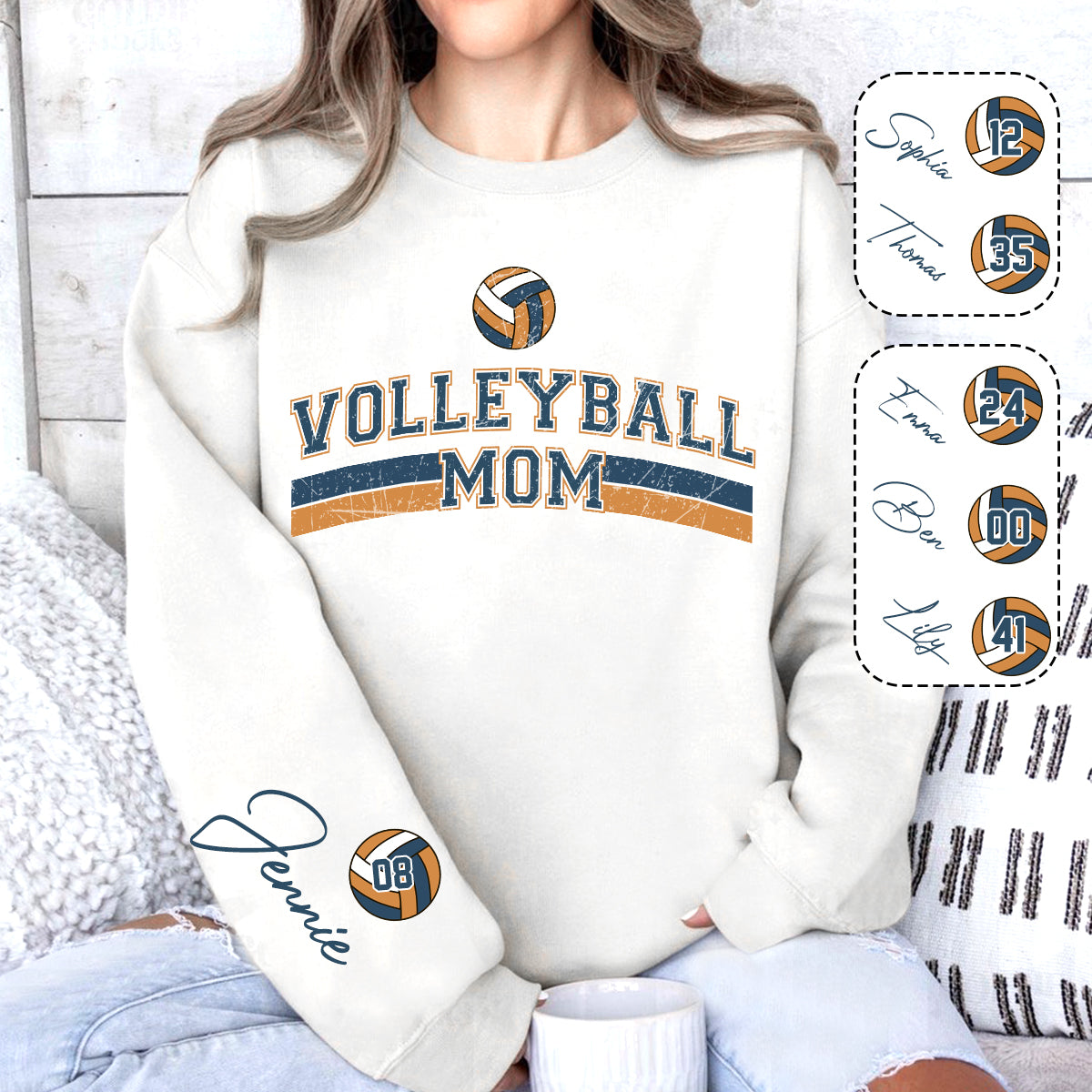 Volleyball Mom With Any Kid Name & Number - Personalized Volleyball All Over Shirt