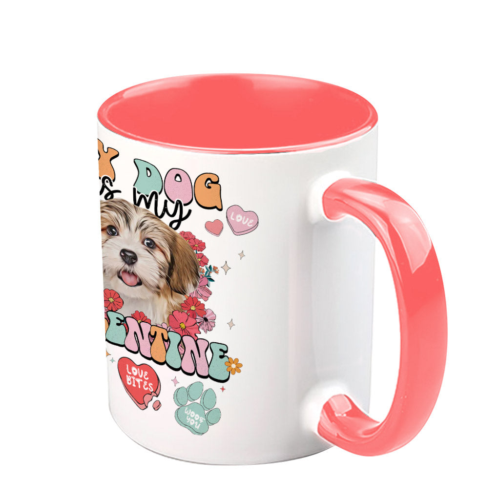 My Dog Is My Valentine - Personalized Dog Accent Mug