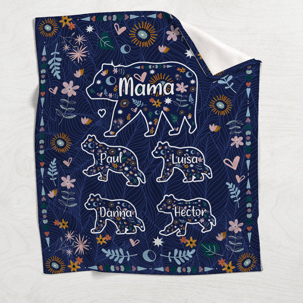 Mama Bear Floral - Personalized Mother Blanket