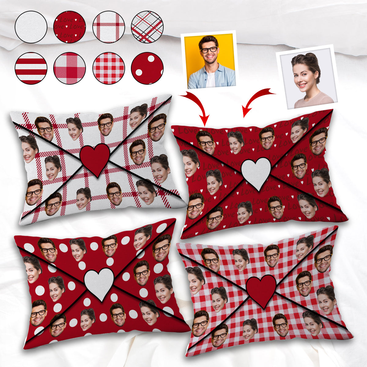 Love Letter Envelope With Face Custom - Personalized Couple Rectangle Pillow Cover