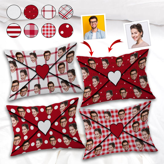 Love Letter Envelope With Face Custom - Personalized Couple Rectangle Pillow Cover